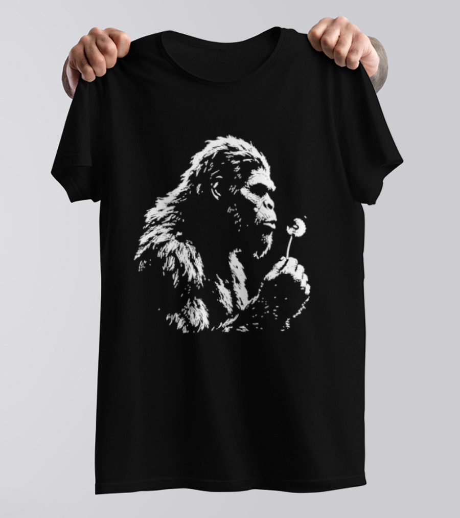 Bigfoot Sasquatch Blowing Dandelion Cryptid Mythical Creature T-Shirt