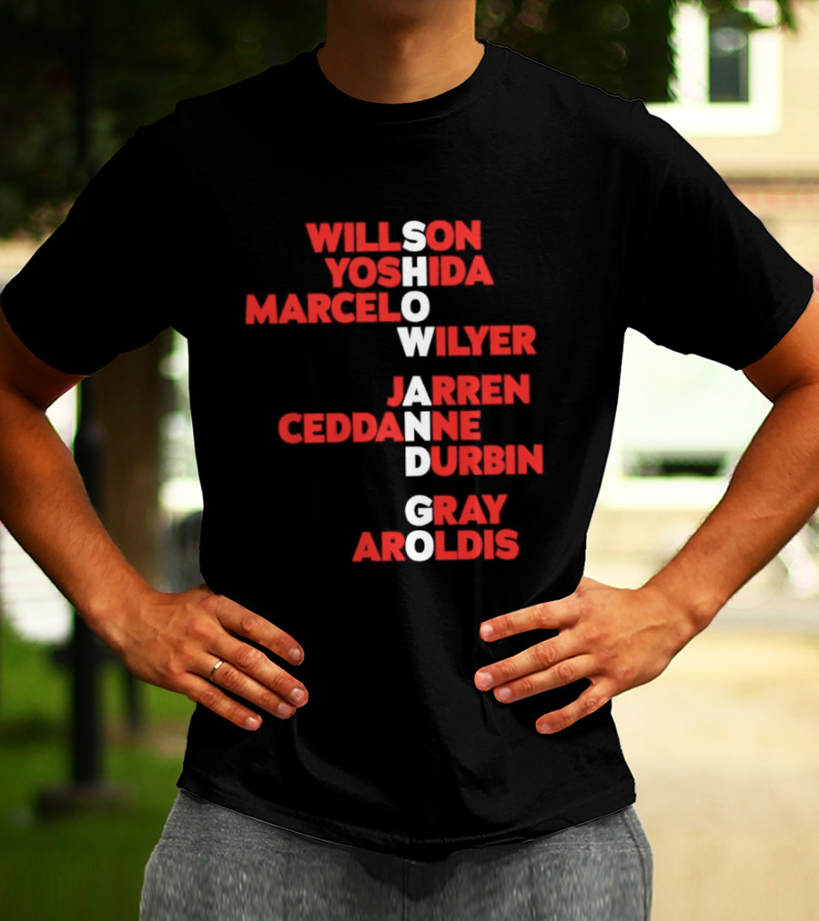 Boston Baseball Show And Go Willson Yoshida Marcel Wilyer Jarren Ceddanne Durgin Gray Aroldis 2026 Names Word Game T-Shirt