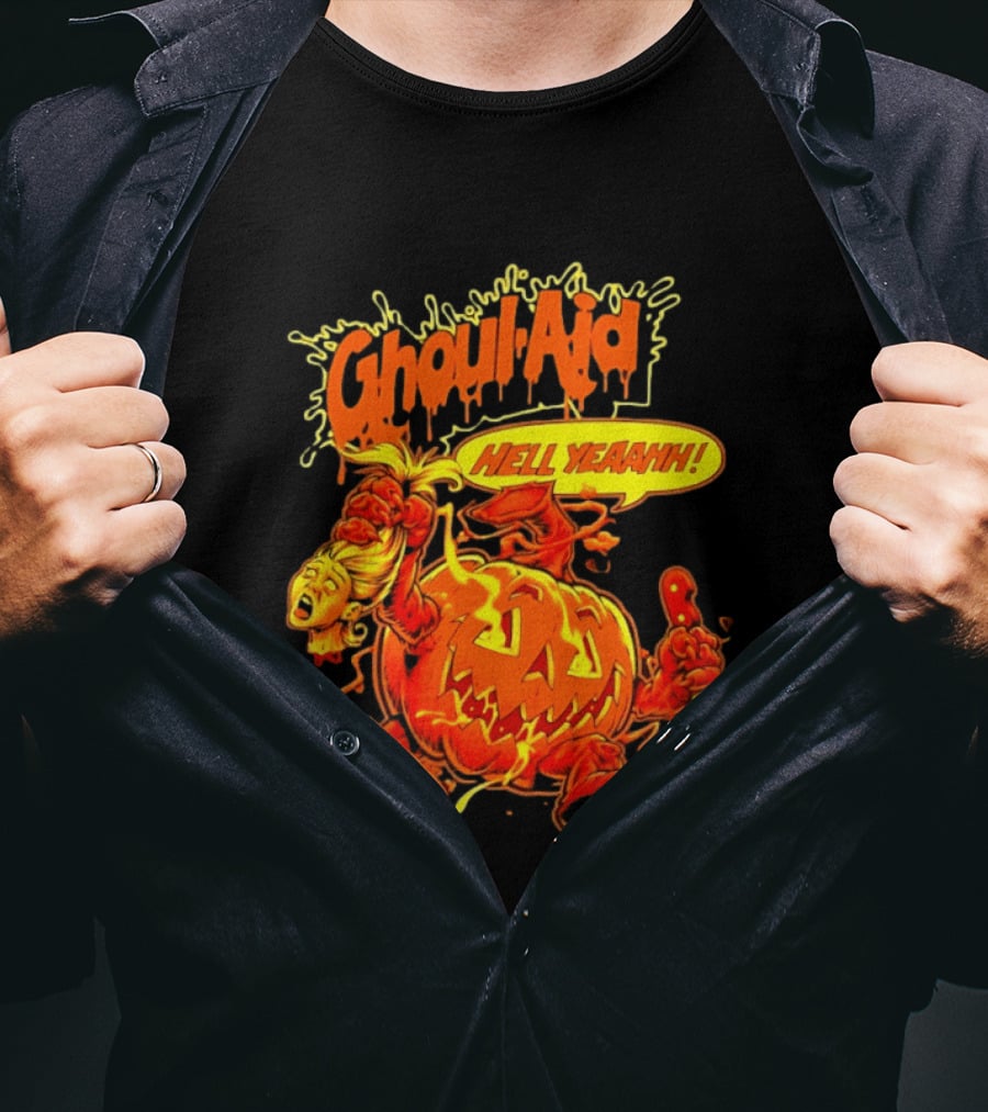 Ghoul Aid Hell Yeaahh Pumpkin Halloween Knife Monster T-Shirt