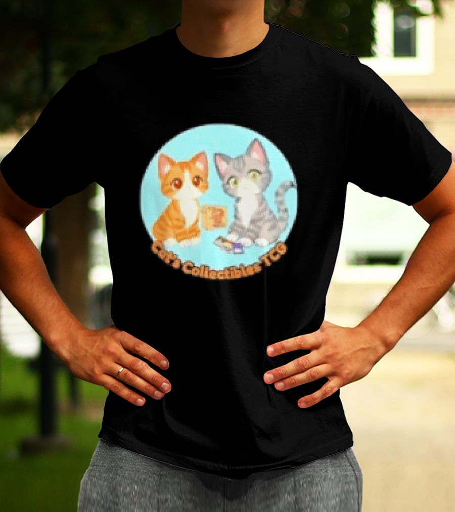Cat's Collectibles TCG Cute Cartoon Cats Holding Trading Cards T-Shirt