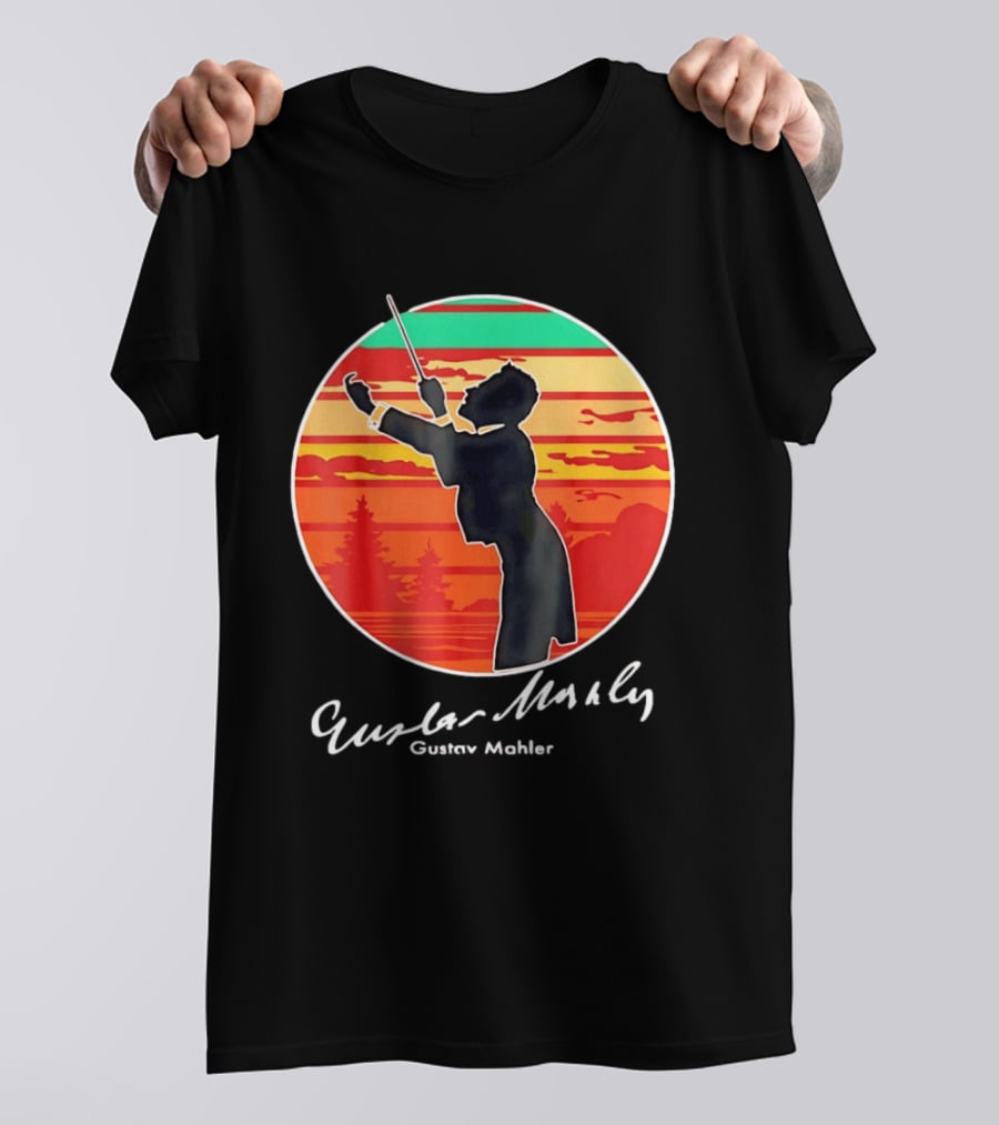 Gustav Mahler Conducting Silhouette With Vibrant Sunset T-Shirt