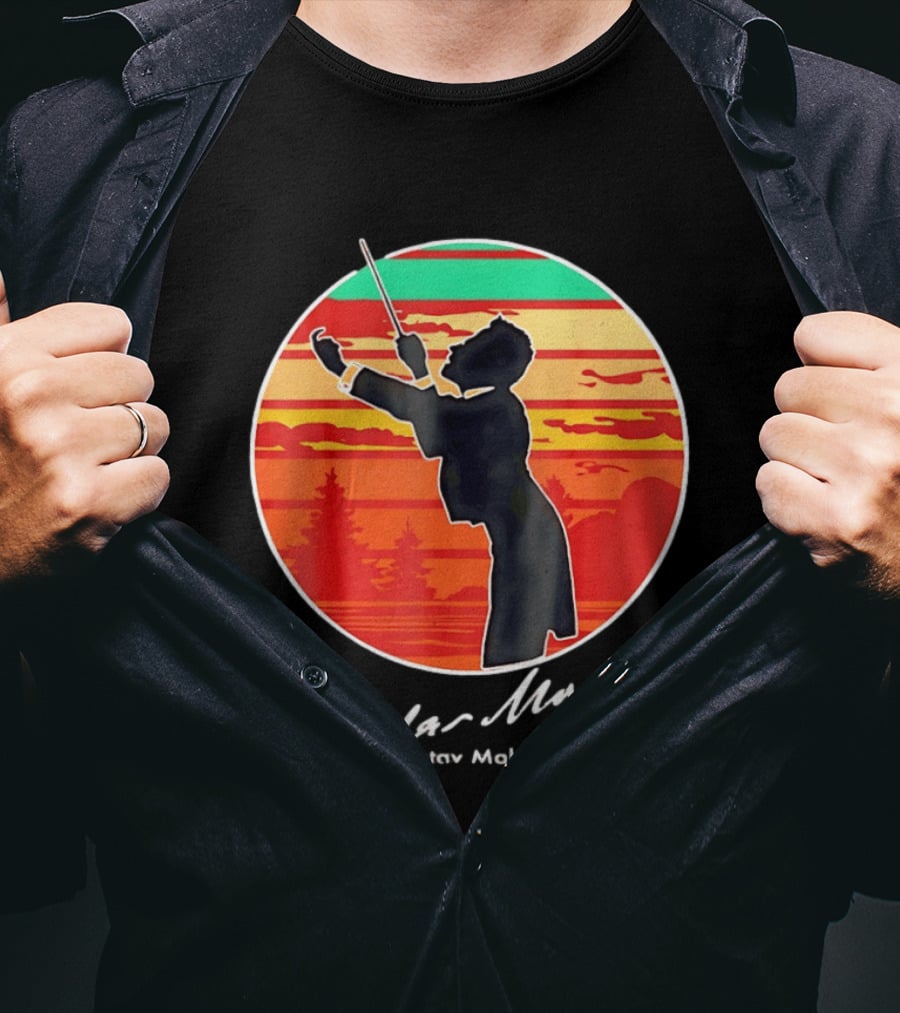 Gustav Mahler Conducting Silhouette With Vibrant Sunset T-Shirt