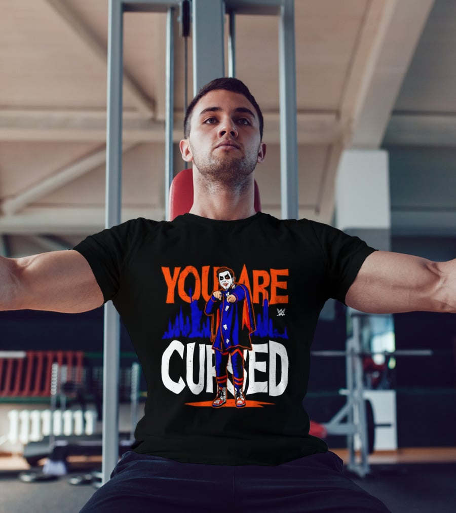 Danhausen You Are Cursed WWE Distressed Orange Blue Jokerface T-Shirt