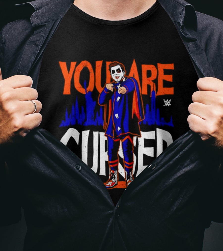 Danhausen You Are Cursed WWE Distressed Orange Blue Jokerface T-Shirt