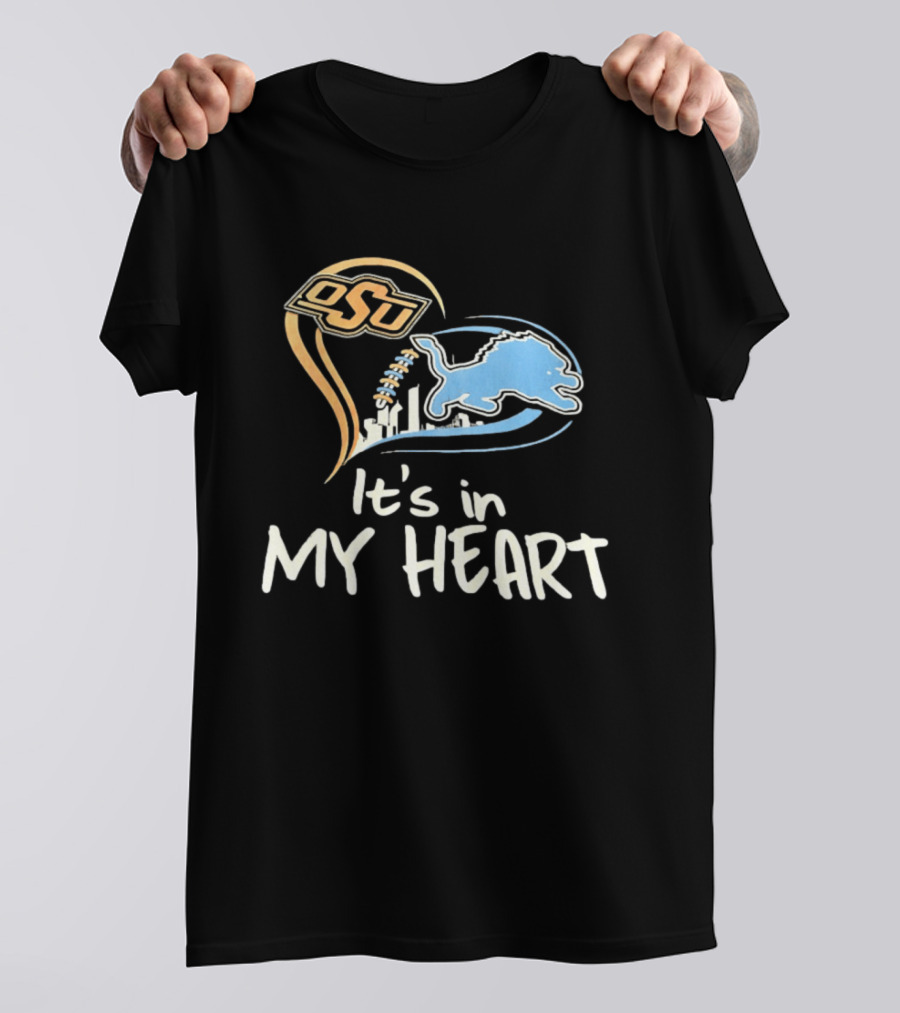OSU And Detroit Lions Heart Graphic Connection T-Shirt