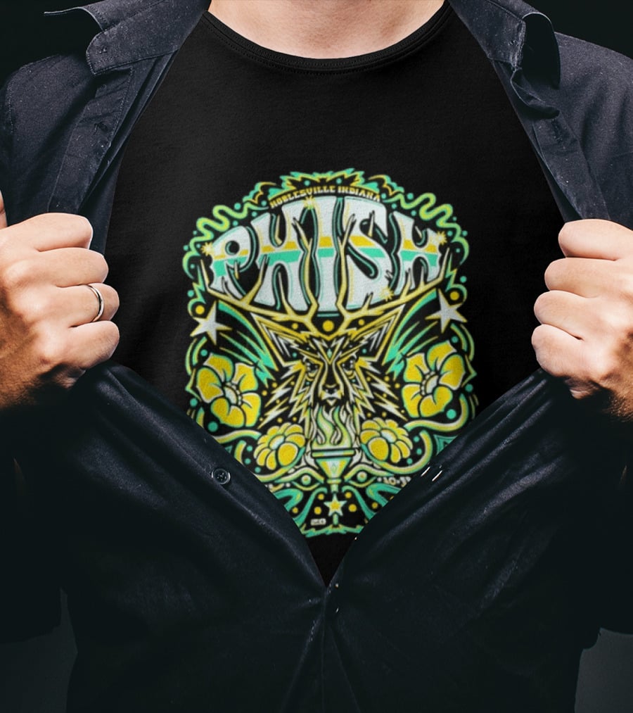 Phish Noblesville Indiana July 10 11 12 2026 Psychedelic Floral And Starburst T-Shirt