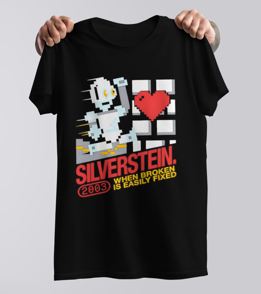Silverstein 2003 When Broken Is Easily Fixed Pixel Robot Heart T-Shirt