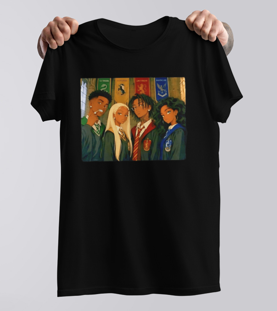 Slytherin Hufflepuff Gryffindor Ravenclaw Hogwarts Students Anime Characters T-Shirt