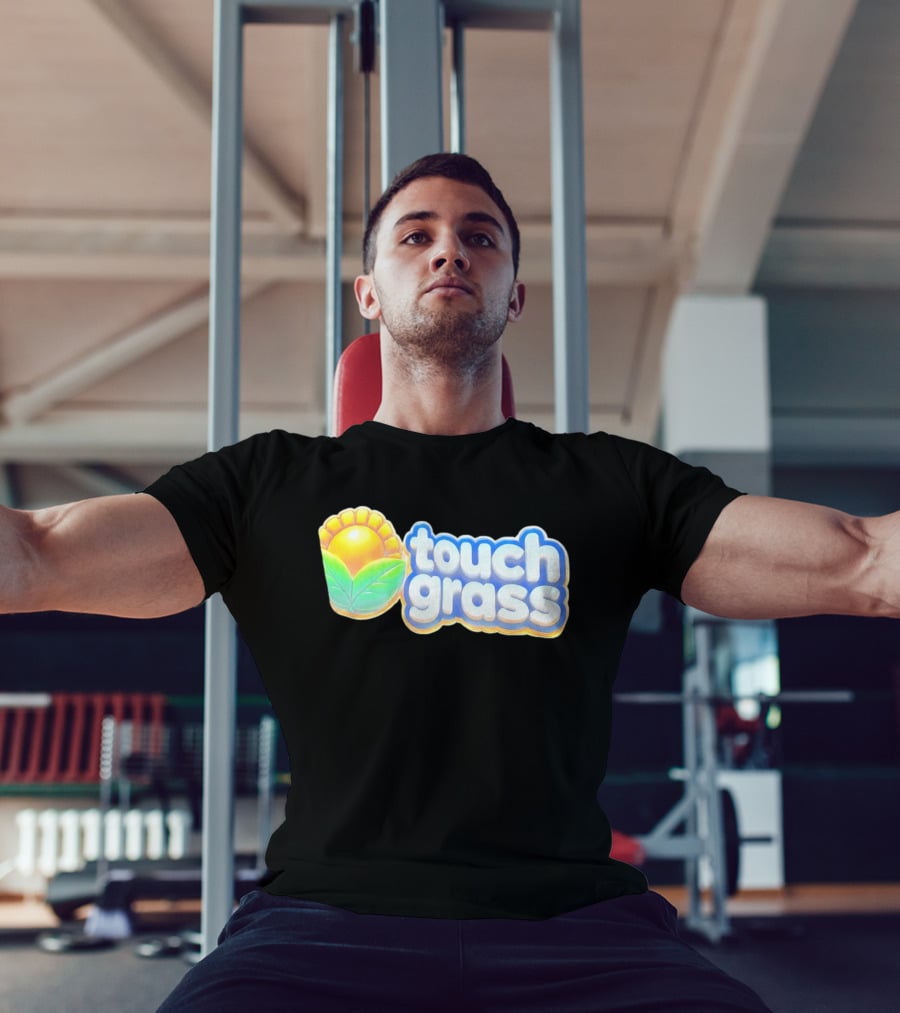 Touch Grass Plants Vs Zombies Sunflower Gaming Meme T-Shirt