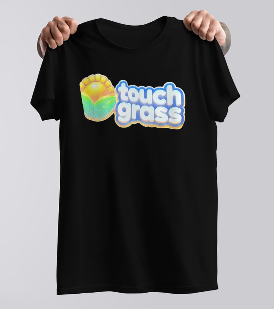 Touch Grass Plants Vs Zombies Sunflower Gaming Meme T-Shirt
