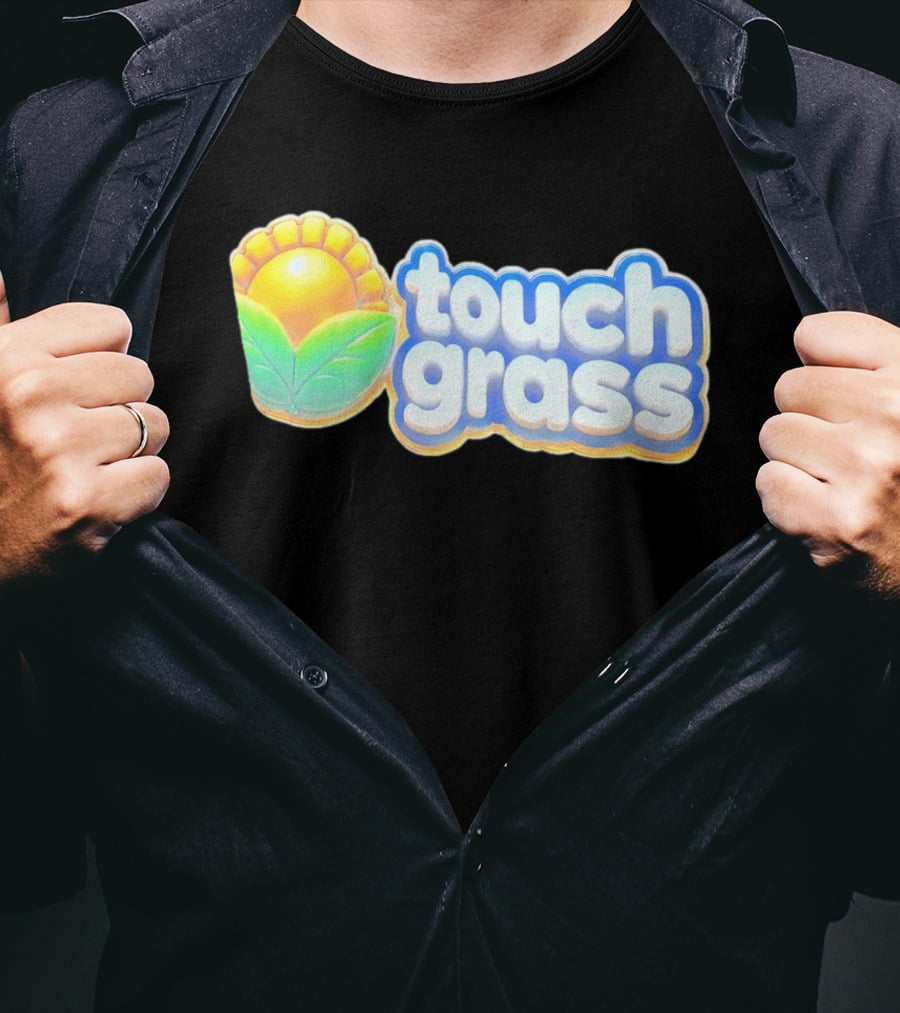 Touch Grass Plants Vs Zombies Sunflower Gaming Meme T-Shirt