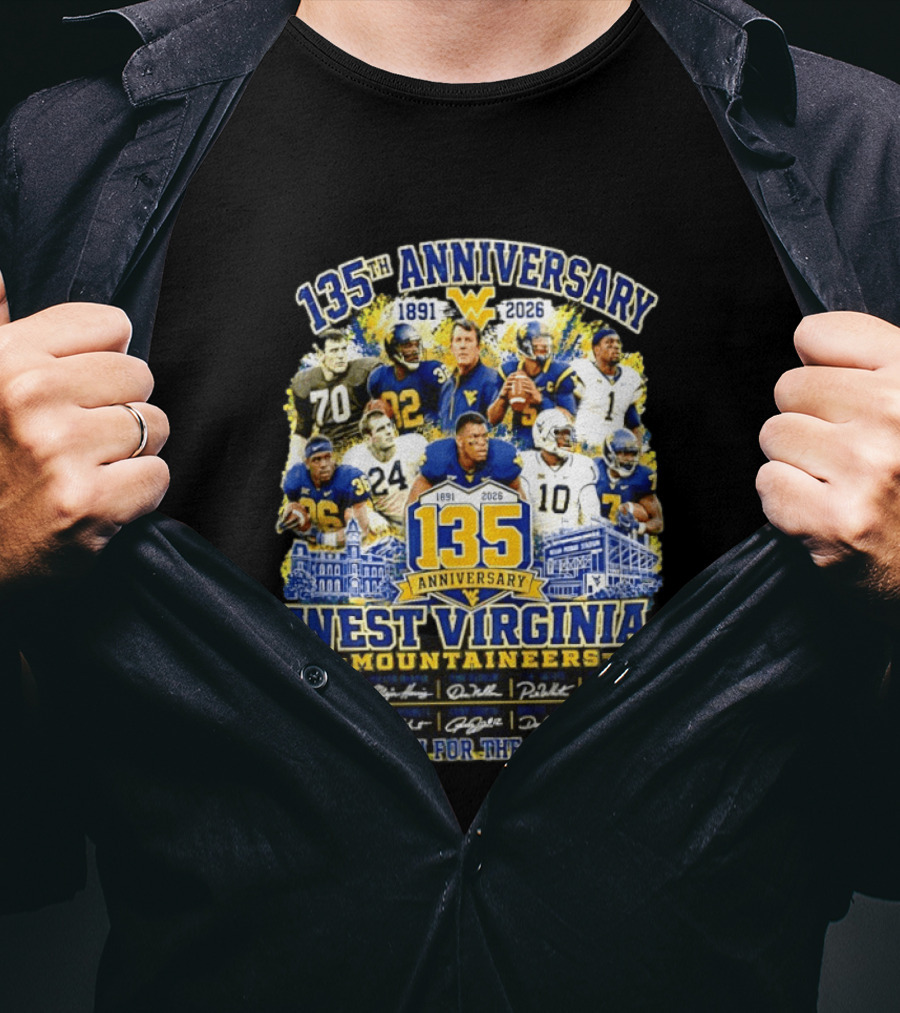West Virginia Mountaineers 135th Anniversary 1891 2026 Thank You For The Memories Signatures T-Shirt
