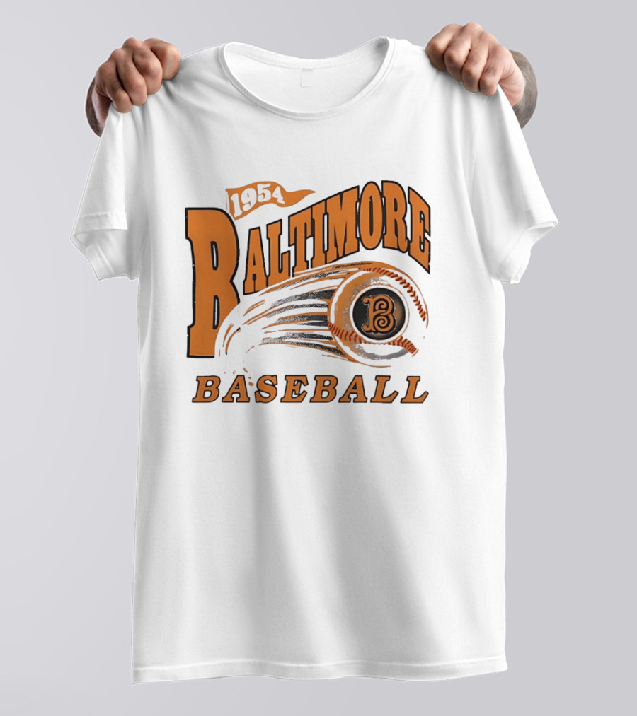 1954 Baltimore Baseball B Classic MLB Style Vintage Look T-Shirt