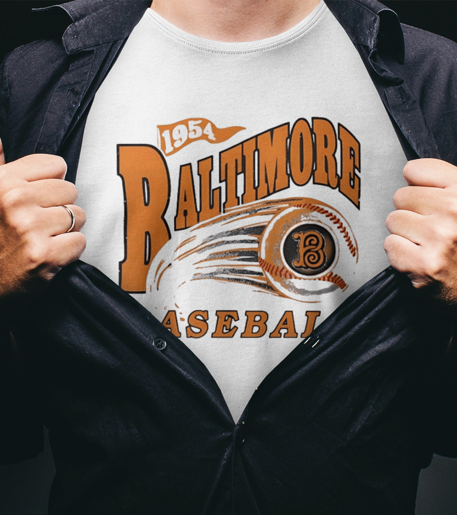 1954 Baltimore Baseball B Classic MLB Style Vintage Look T-Shirt