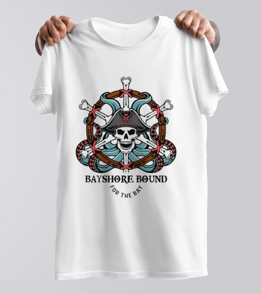 Bayshore Bound Pirate Skull For The Bay Adventure T-Shirt