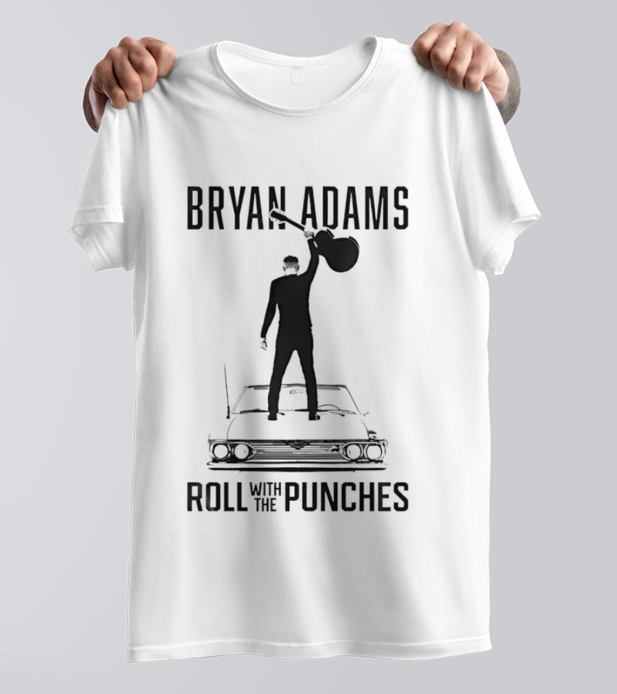 Bryan Adams Silhouette Raising Guitar On Car Roll With The Punches T-Shirt