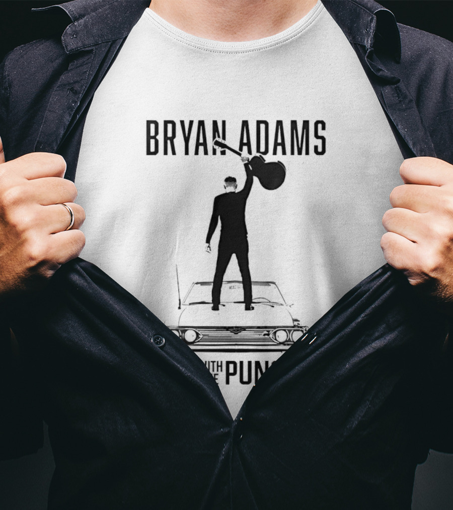 Bryan Adams Silhouette Raising Guitar On Car Roll With The Punches T-Shirt