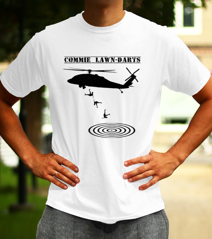 Commie Lawn Darts Helicopter Paratrooper Meme Target Landing T-Shirt