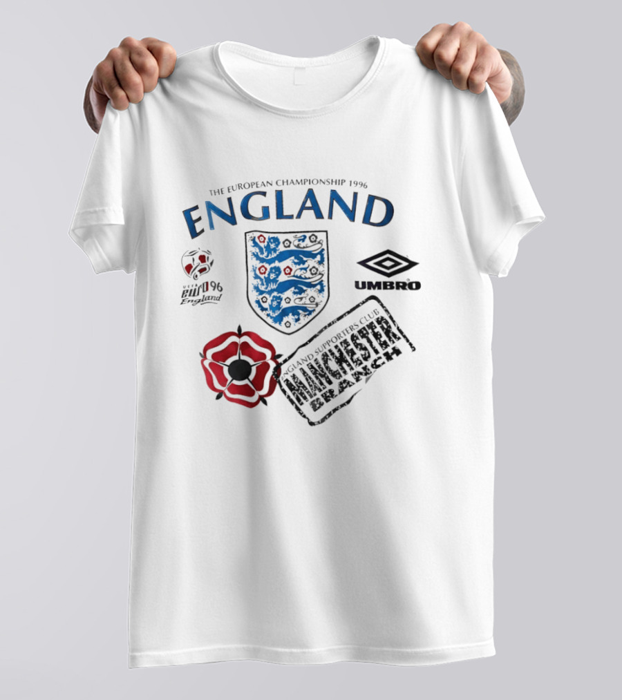 The European Championship 1996 England Supporters Club Manchester Branch Umbro Euro 96 T-Shirt