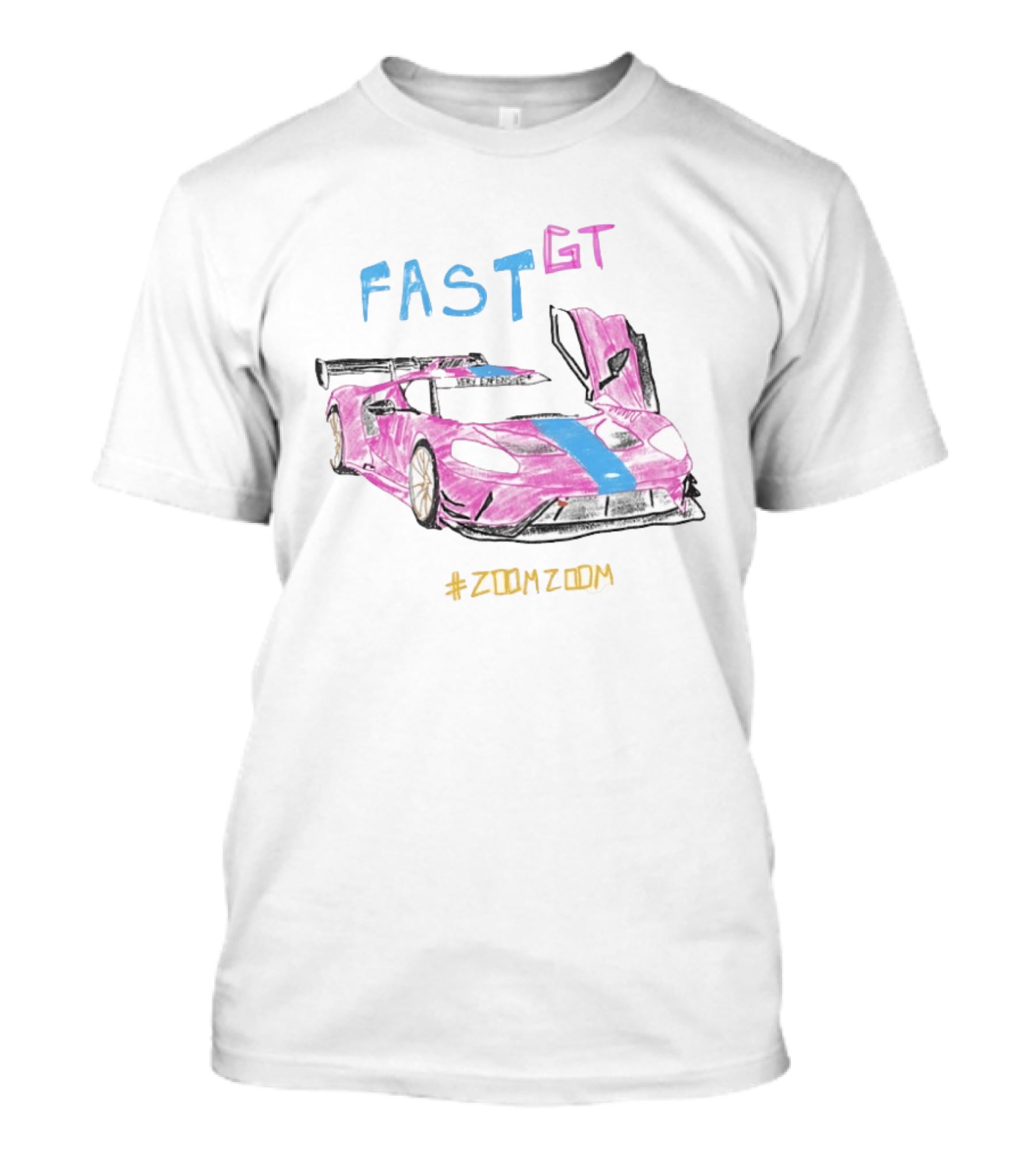 FAST GT Pink Ford GT Car Sketch Very Expensive #ZOOMZOOM T-Shirt