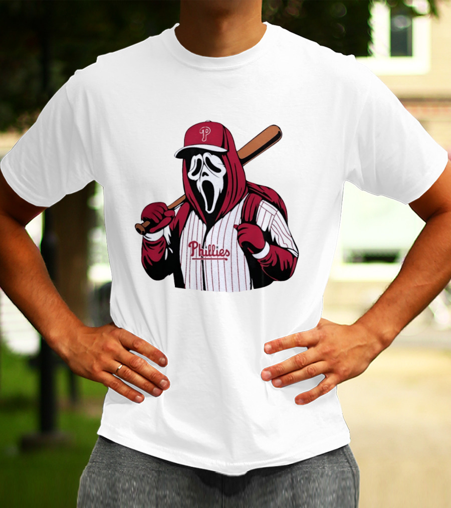 Philadelphia Phillies Ghostface Scream Baseball Horror Movie T-Shirt