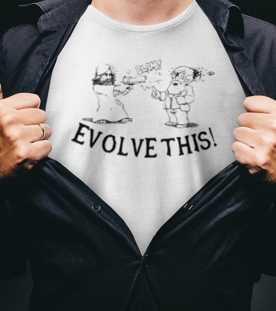 Evolve This Jesus Paul Cartoon Battle Drawing T-Shirt