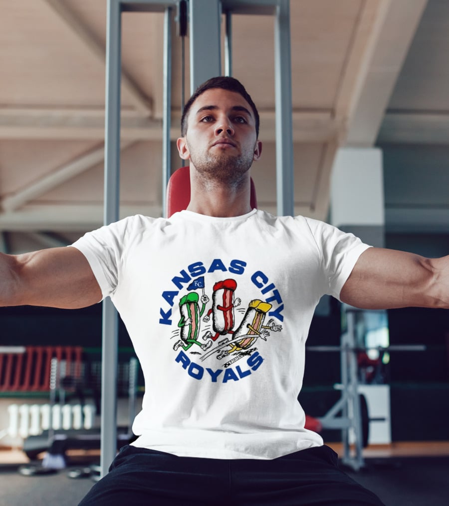 Kansas City Royals Hot Dog Race Mascots With Flag T-Shirt