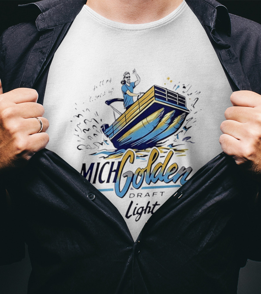 Michelob Golden Draft Light Getting Tooned Up Boat Adventure T-Shirt