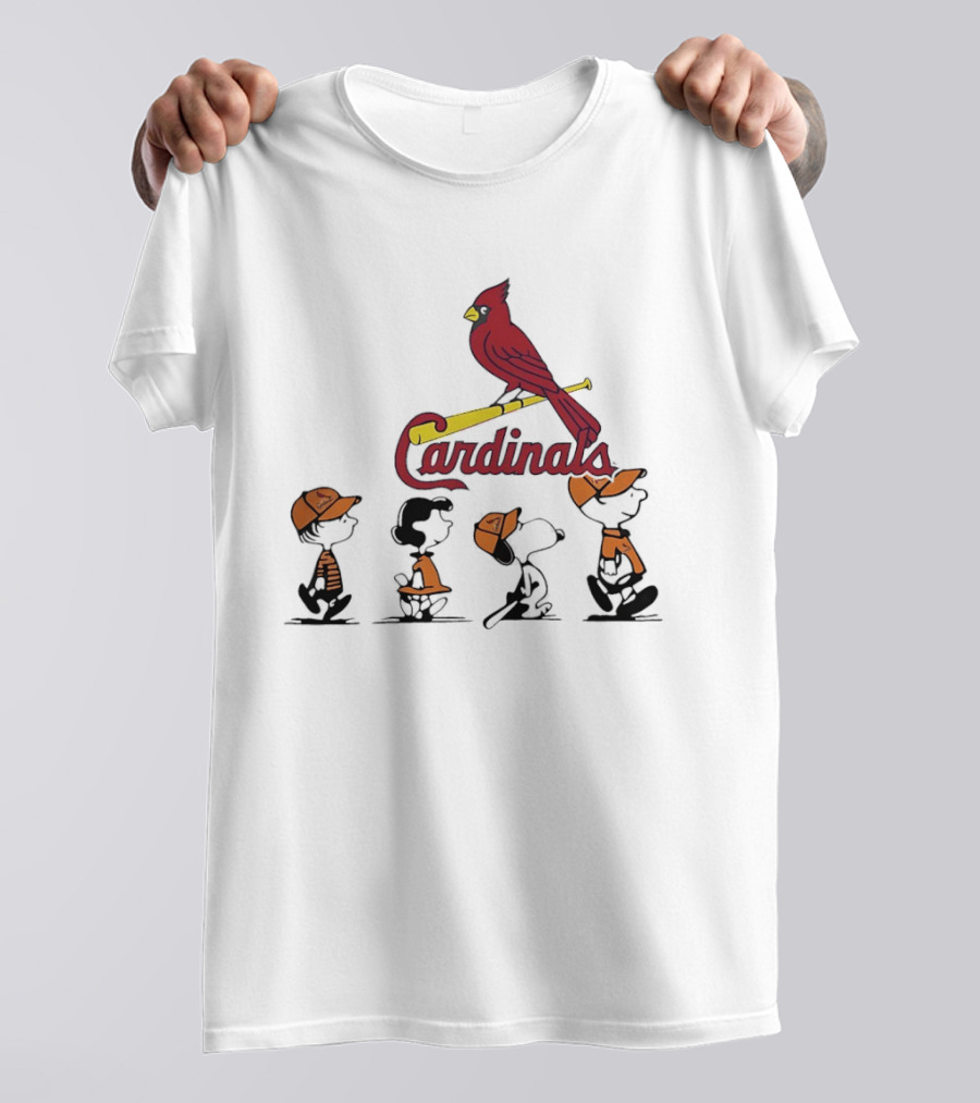 Peanuts Characters St Louis Cardinals Baseball Team Collaboration T-Shirt