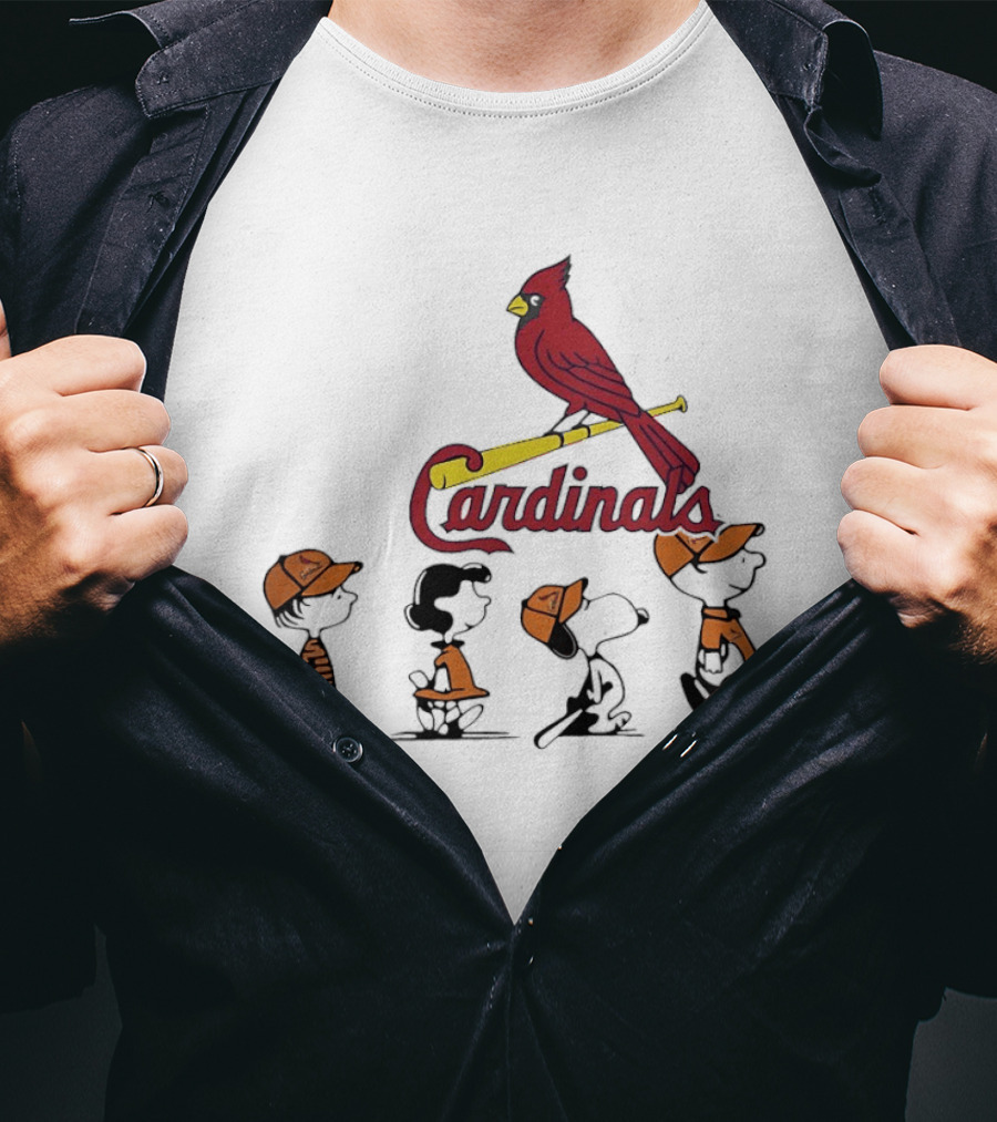 Peanuts Characters St Louis Cardinals Baseball Team Collaboration T-Shirt