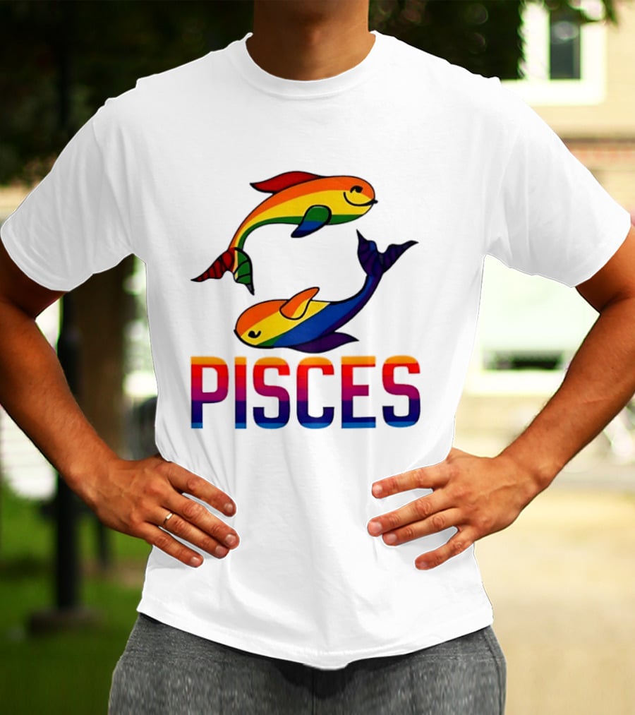Pisces Fish Rainbow LGBT Pride T-Shirt