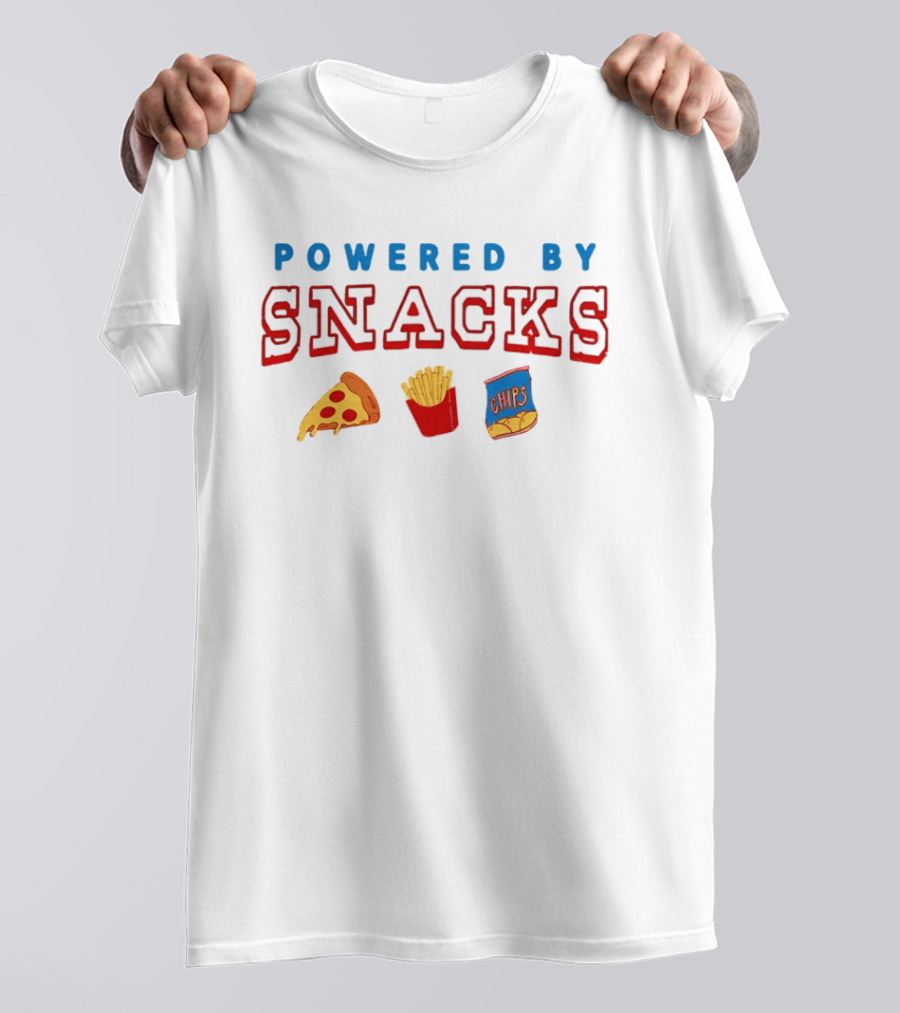 Powered By Snacks Pizza Fries Chips T-Shirt
