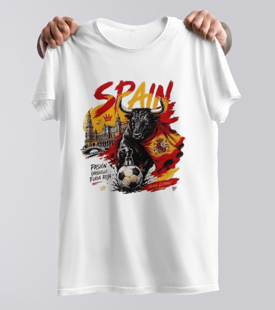Spain Pasión Orgullo Furia Roja Vamos España Bull Flag 2026 T-Shirt