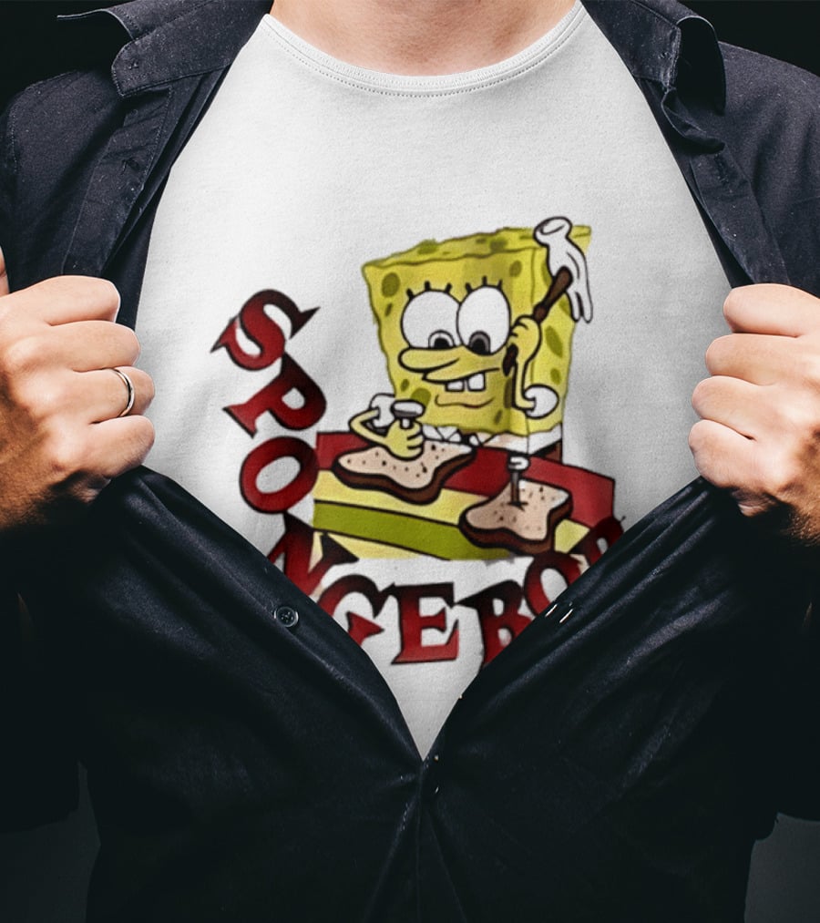 SpongeBob Assembling Sandwich With Hammer T-Shirt
