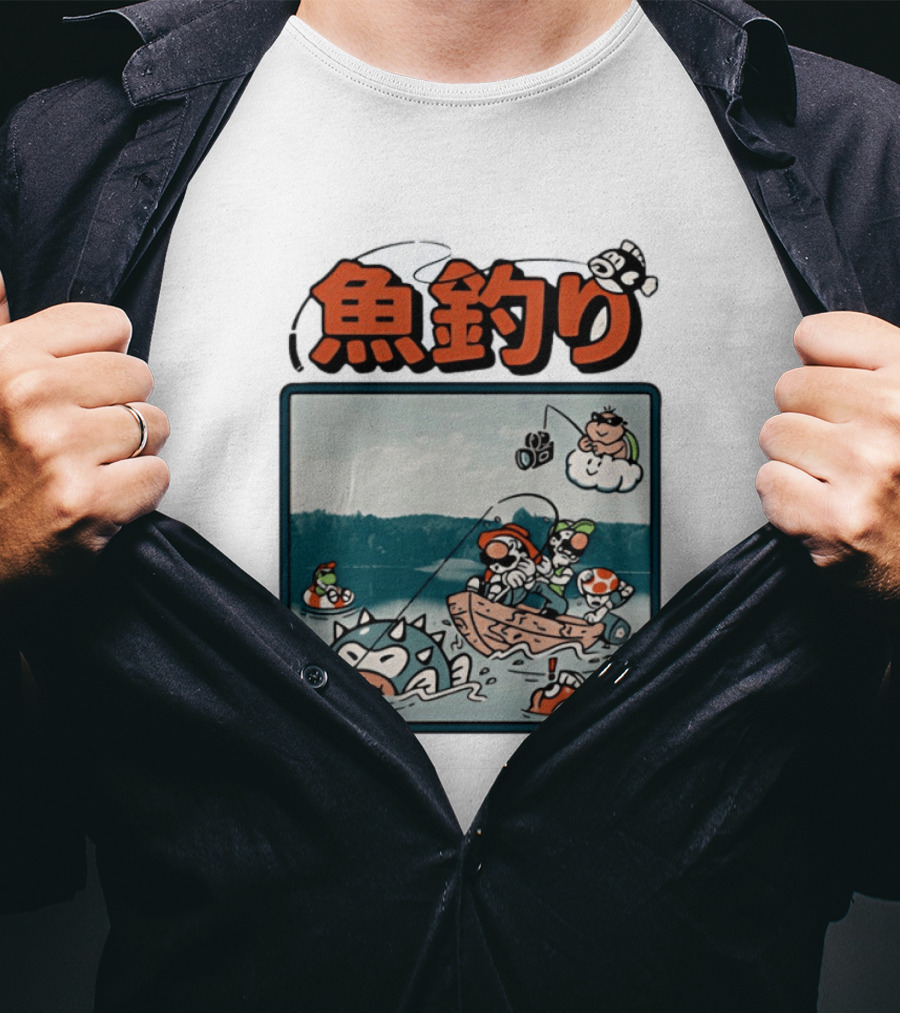 Super Mario Fishing Season Luigi Yoshi Toad Bowser Japan T-Shirt