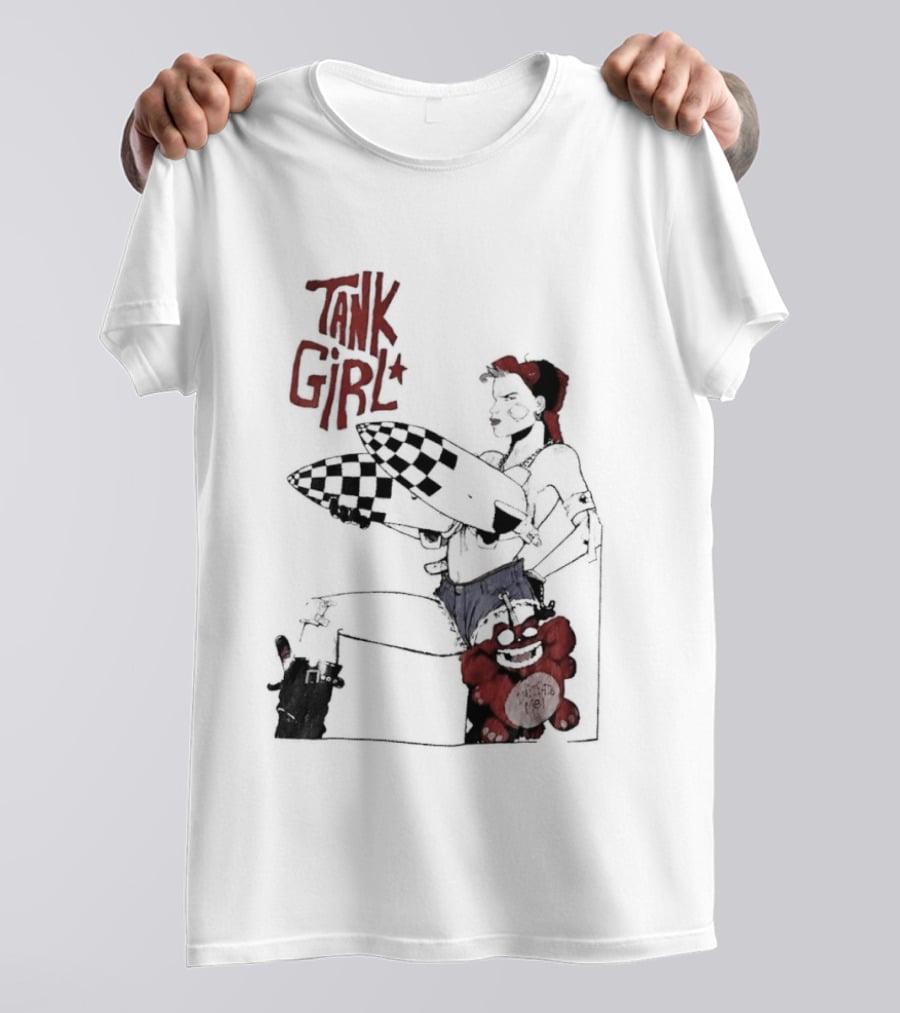 Tank Girl Checkered Missiles Red Text With Plush Toy T-Shirt