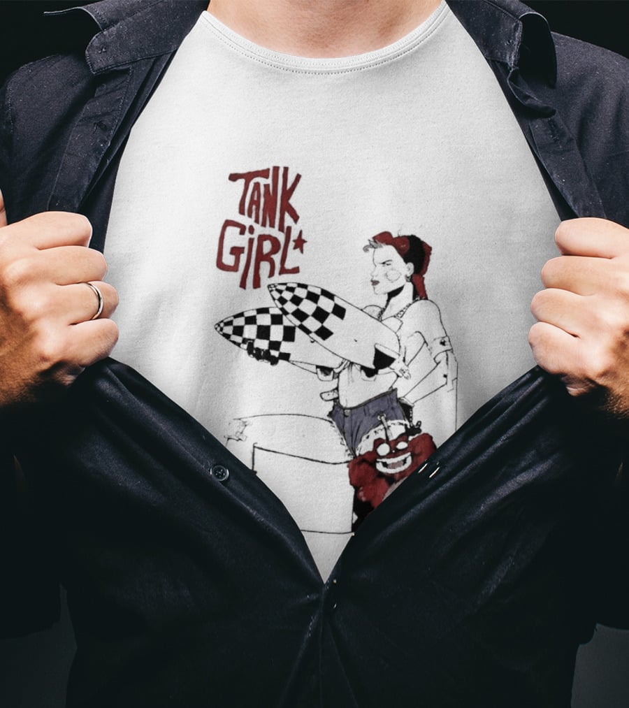 Tank Girl Checkered Missiles Red Text With Plush Toy T-Shirt