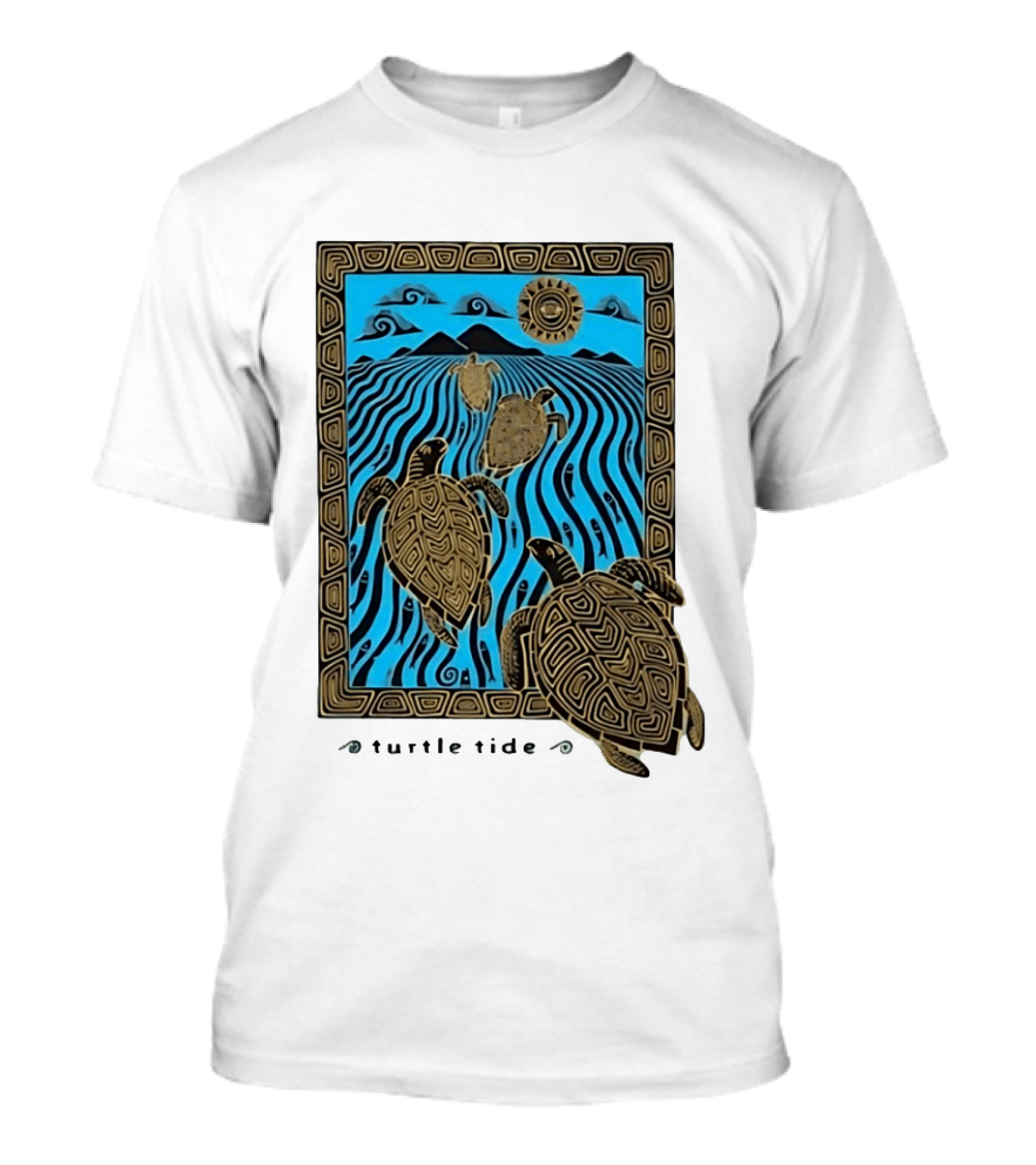 Turtle Tide Ocean Sea Life Coastal Nautical Waves And Sun T-Shirt