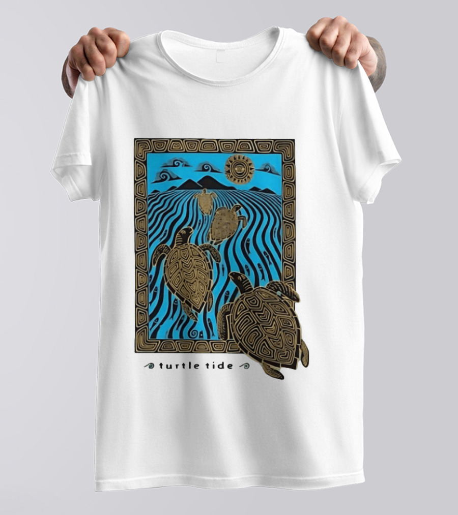 Turtle Tide Ocean Sea Life Coastal Nautical Waves And Sun T-Shirt