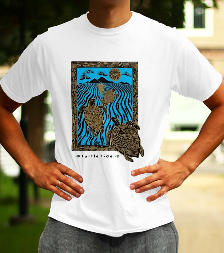 Turtle Tide Ocean Sea Life Coastal Nautical Waves And Sun T-Shirt