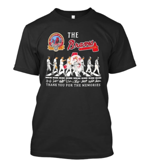 Atlanta Braves 60th Anniversary Legends Hank Aaron John Smoltz Greg Maddux Chipper Jones Thank You For The Memories T-Shirt