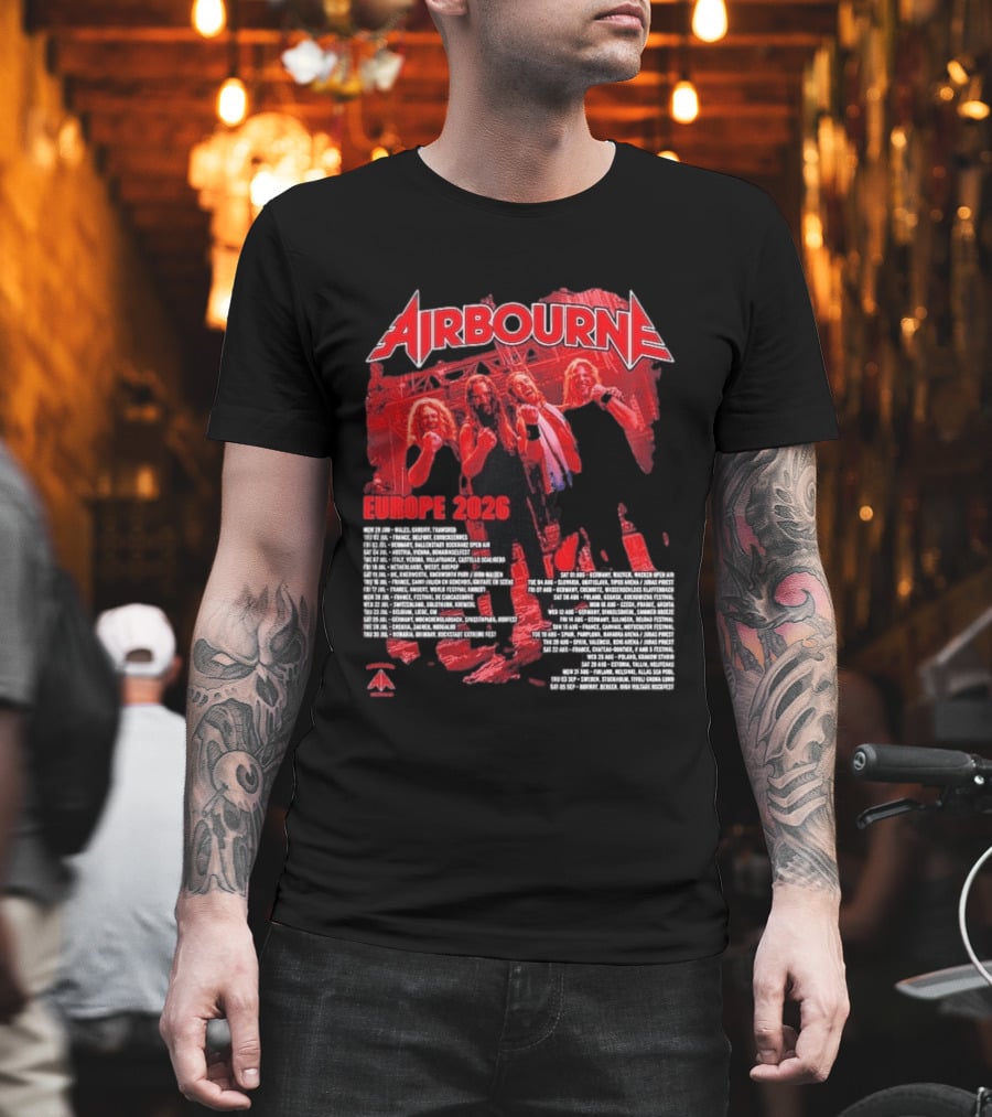 Airbourne Get Gutsy Europe 2026 Tour Dates And Cities T-Shirt