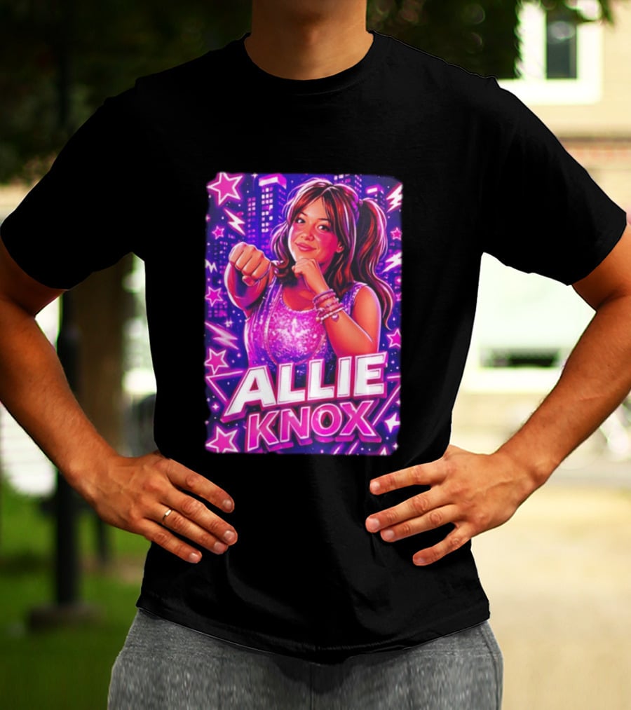 Allie Knox Retro Neon City Lights Style With Stars T-Shirt