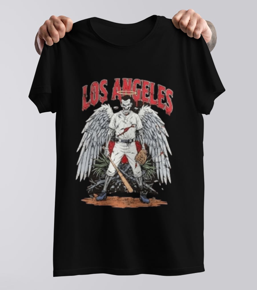 LOS ANGELES Angelic Baseball Player With Wings And Halo T-Shirt