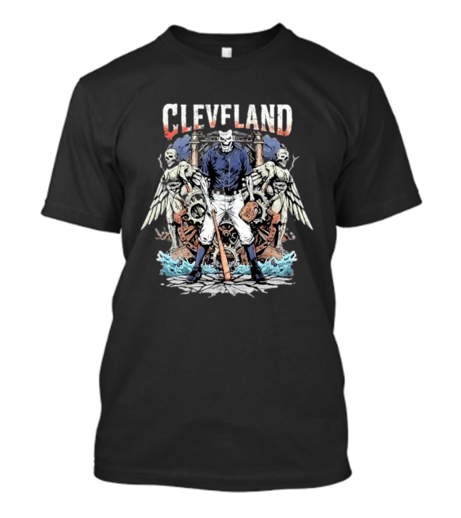 Cleveland Guardians Of The Diamond Baseball Skeleton With Wings T-Shirt