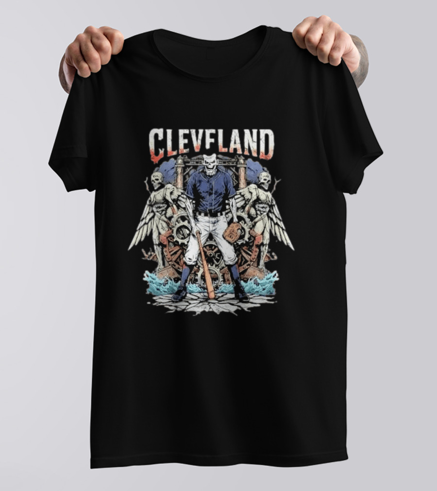 Cleveland Guardians Of The Diamond Baseball Skeleton With Wings T-Shirt