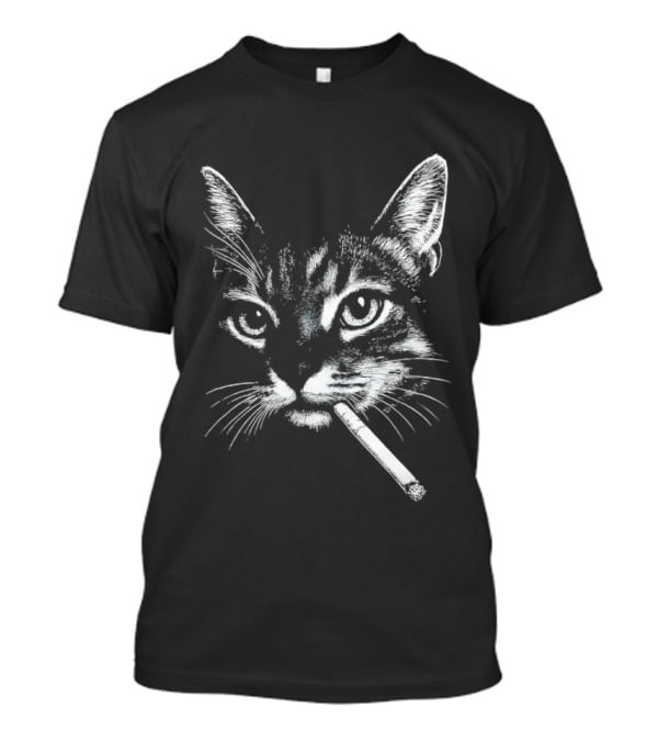 Cat Smoking A Cigarette Vintage Style Retro Look T-Shirt