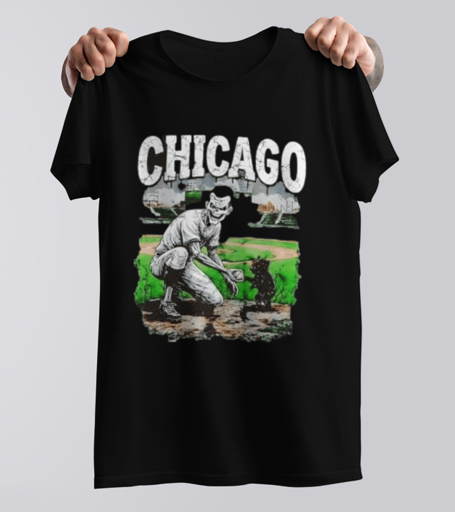 Chicago Undead Baseball Player With Cub On Field T-Shirt