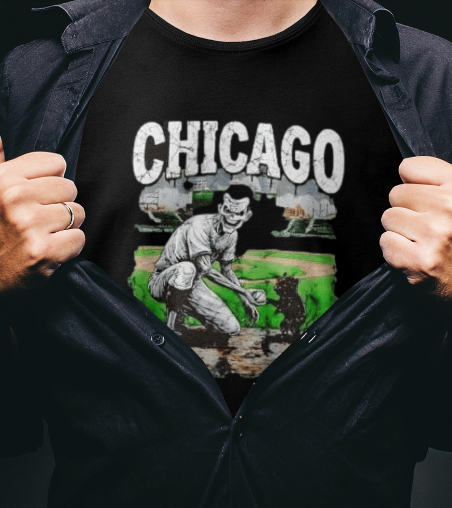 Chicago Undead Baseball Player With Cub On Field T-Shirt