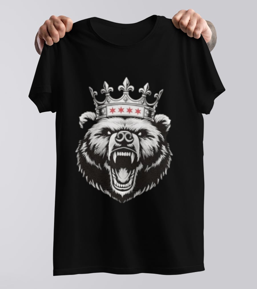 Chicago Bear Crown Four Stars Fleur De Lis T-Shirt